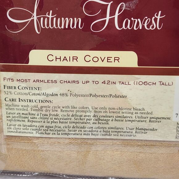 Autumn Harvest Dining Armless Chair Cover Yellow Gold Embossed Design 42 in Max - Picture 5 of 6